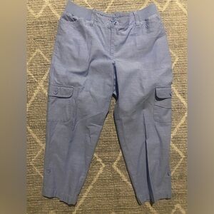 TALBOTS WOMENS BLUE CLAM DIGGER LINEN COTTON BLEND PANTS SIZE 6 P